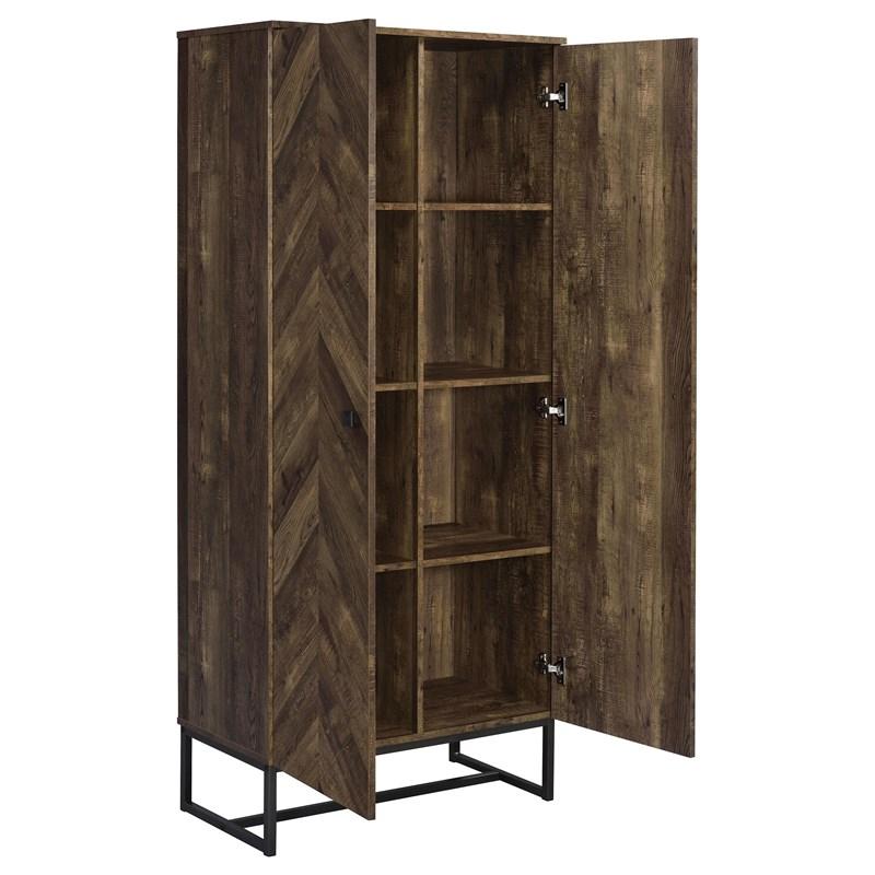 Large Picture of Coaster Furniture Carolyn 959640 2-door Engineered Wood Accent Cabinet - Rustic Oak