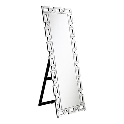 Coaster Furniture Tavin 961634 24 x 65 Inch Geometric Frame Standing Mirror - Silver