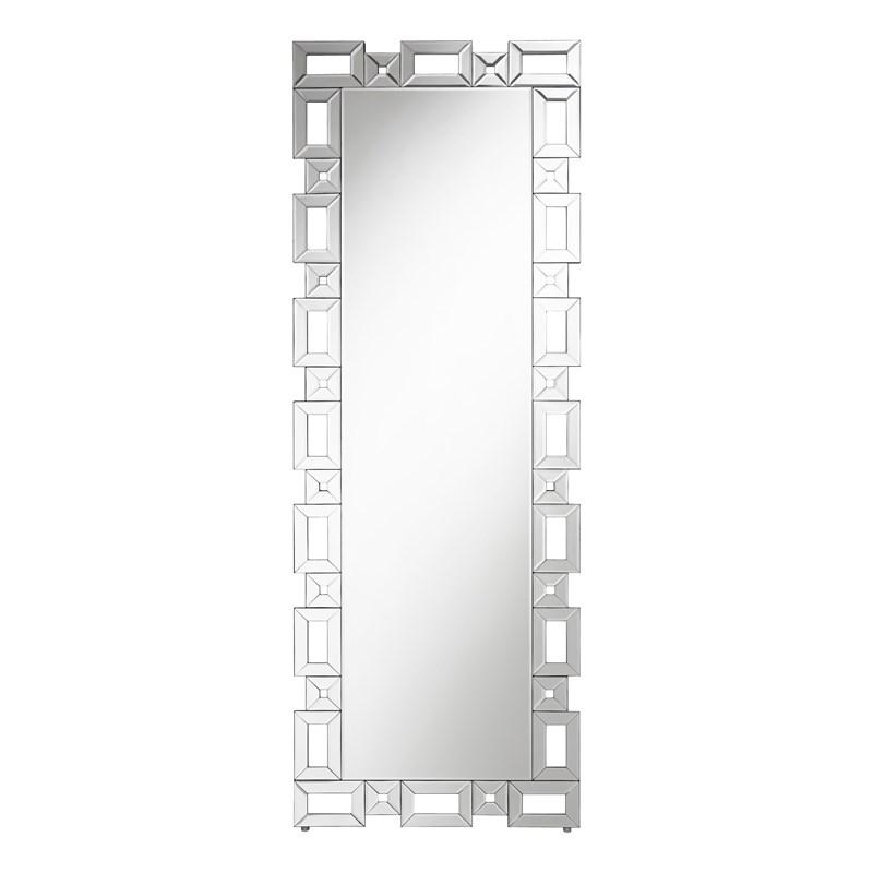 Large Picture of Coaster Furniture Tavin 961634 24 x 65 Inch Geometric Frame Standing Mirror - Silver