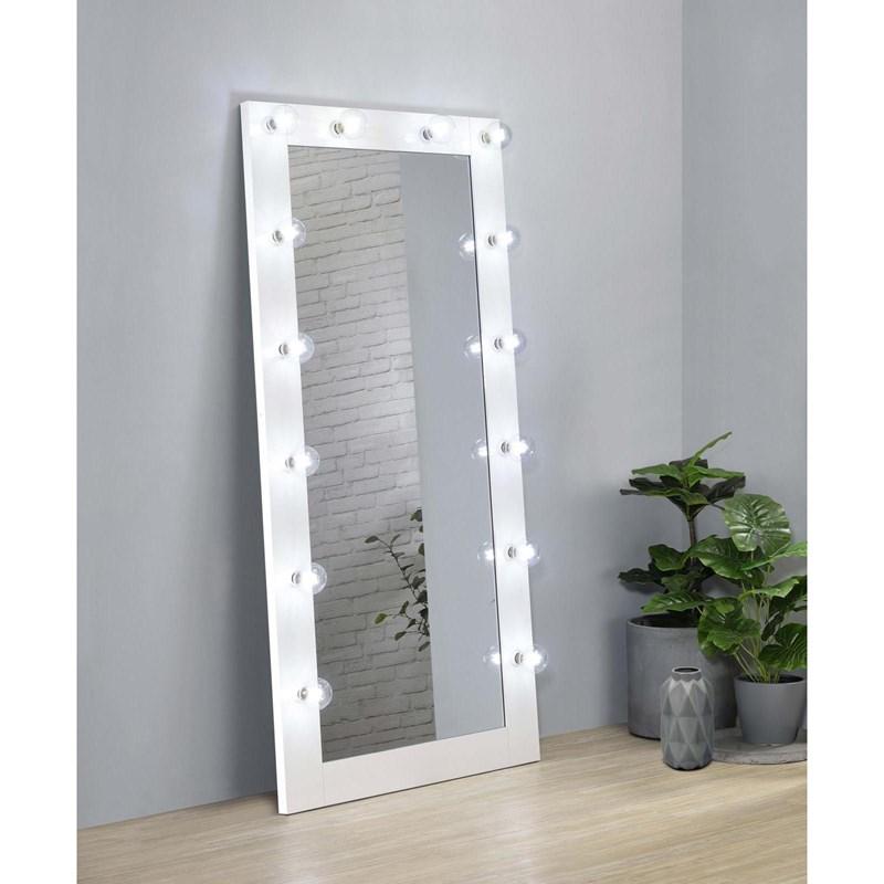 Large Picture of Coaster Furniture Zayan 969558 32 x 71 Inch Floor Mirror LED Lighting - White Gloss