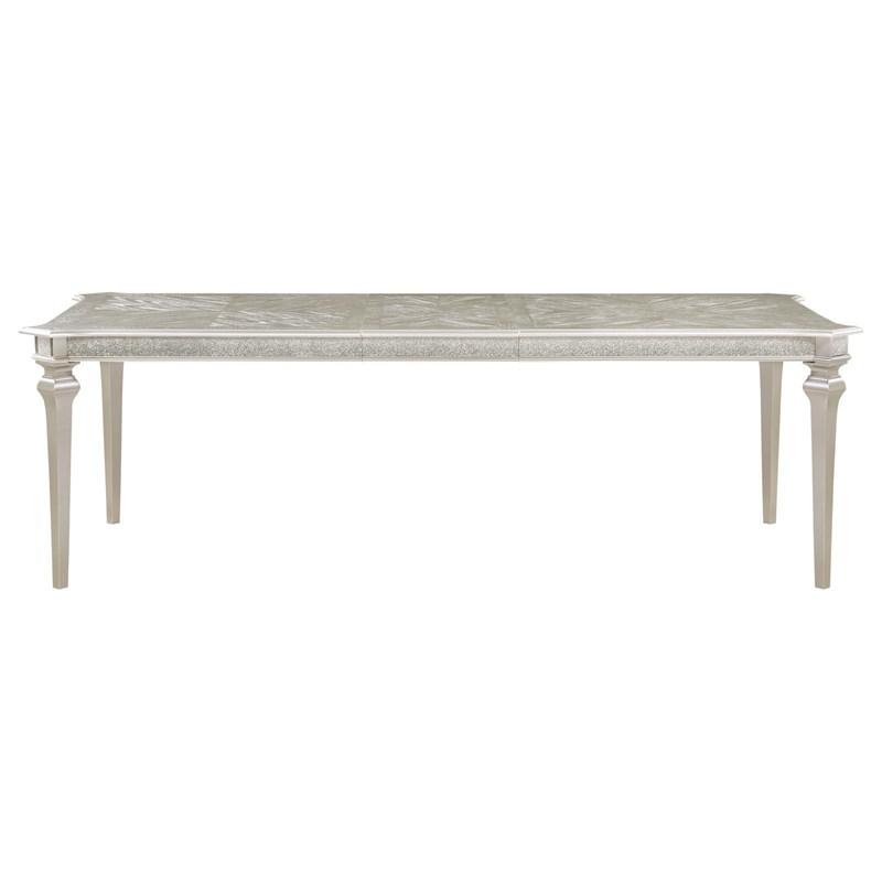 Large Picture of Coaster Furniture Evangeline 107551 Rectangular Dining Table with Extension Leaf - Silver