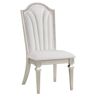 Coaster Furniture Evangeline 107552 Upholstered Dining Side Chair with Faux Diamond Trim - Ivory/Silver