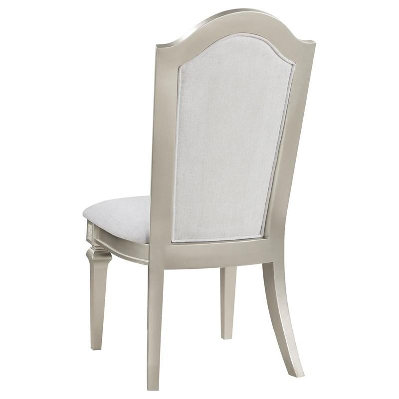 Large Picture of Coaster Furniture Evangeline 107552 Upholstered Dining Side Chair with Faux Diamond Trim - Ivory/Silver