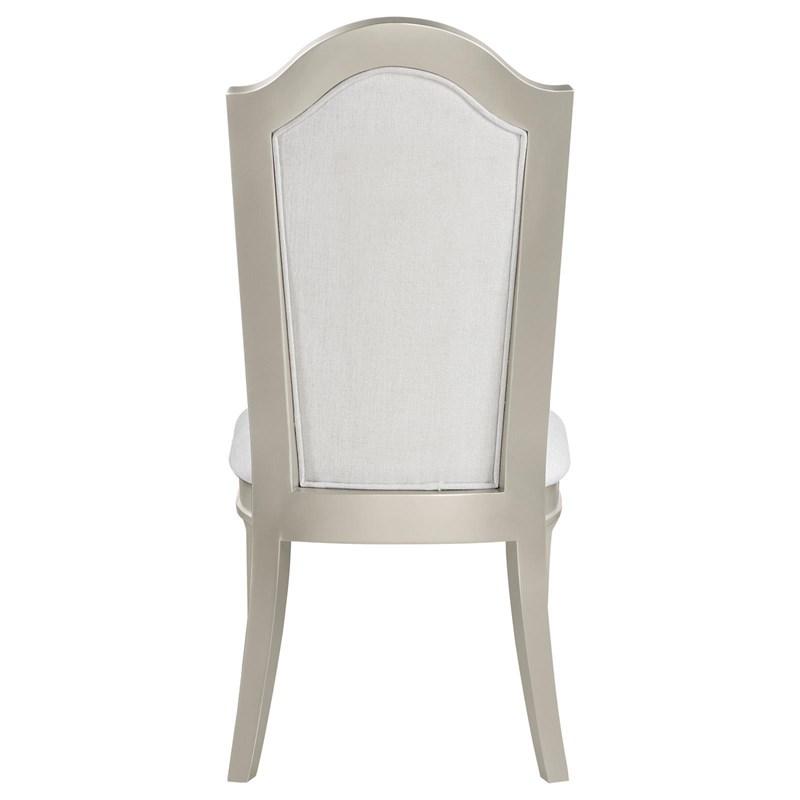 Large Picture of Coaster Furniture Evangeline 107552 Upholstered Dining Side Chair with Faux Diamond Trim - Ivory/Silver