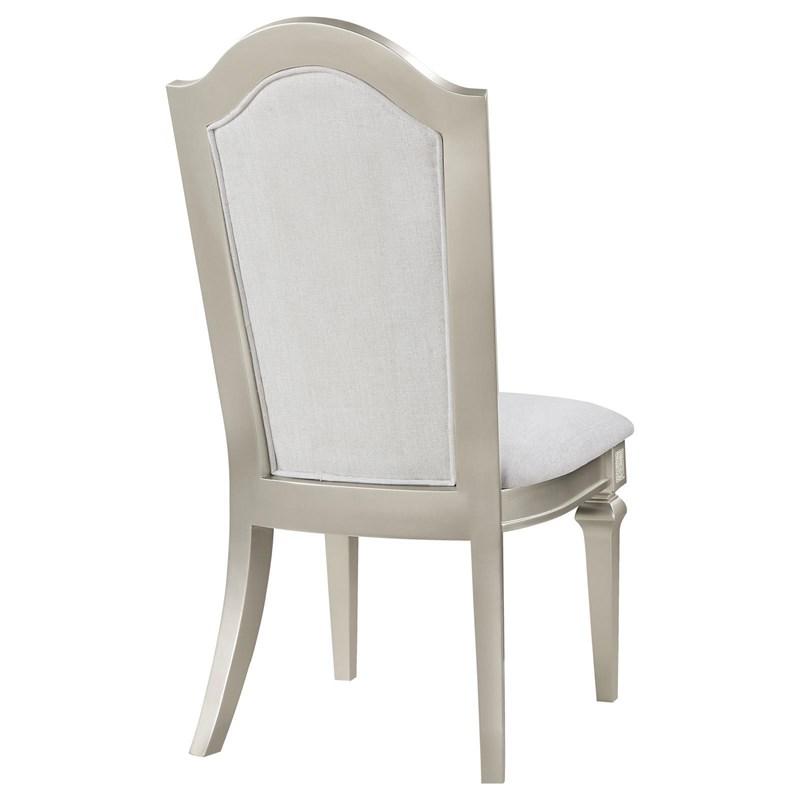 Large Picture of Coaster Furniture Evangeline 107552 Upholstered Dining Side Chair with Faux Diamond Trim - Ivory/Silver