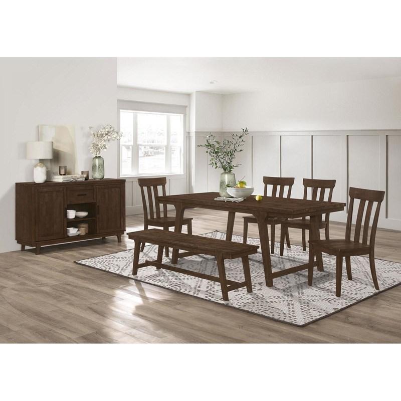 Large Picture of Coaster Furniture Reynolds 107592 Slat Back Dining Side Chair - Brown Oak