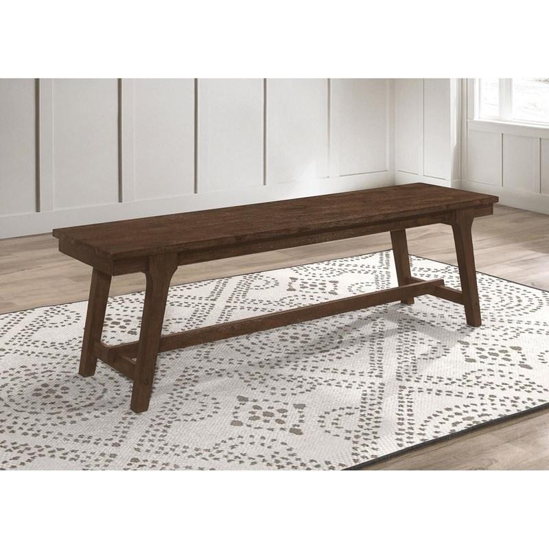 Large Picture of Coaster Furniture Reynolds 107593 Rectangular Trestle Base Dining Bench - Brown Oak