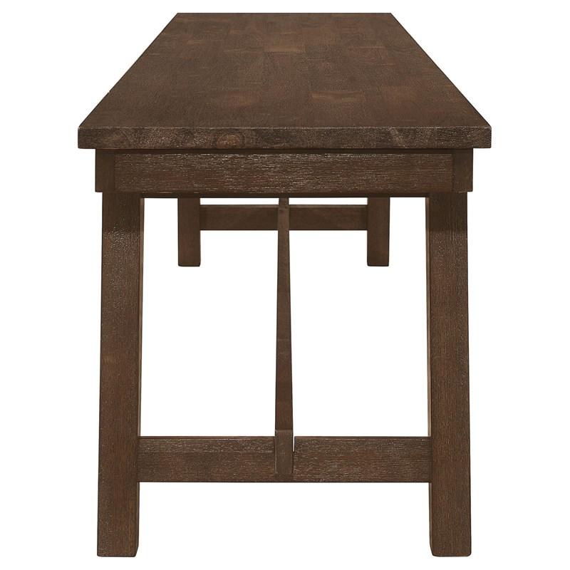 Large Picture of Coaster Furniture Reynolds 107593 Rectangular Trestle Base Dining Bench - Brown Oak
