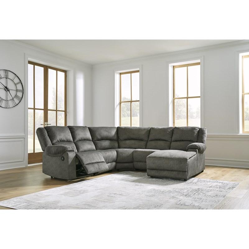 Large Picture of Signature Design by Ashley Benlocke 30402S16 5 pc Reclining Sectional with Chaise