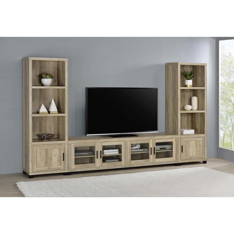 Large Picture of Coaster Furniture Sachin 707746 3-shelf Engineered Wood Media Tower - Distressed Pine