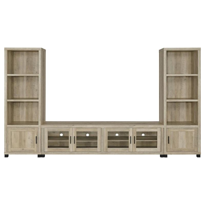 Large Picture of Coaster Furniture Sachin 707746 3-shelf Engineered Wood Media Tower - Distressed Pine