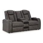 Signature Design by Ashley Fyne-Dyme 3660218 Power Reclining Loveseat with Console and Adjustable Headrest
