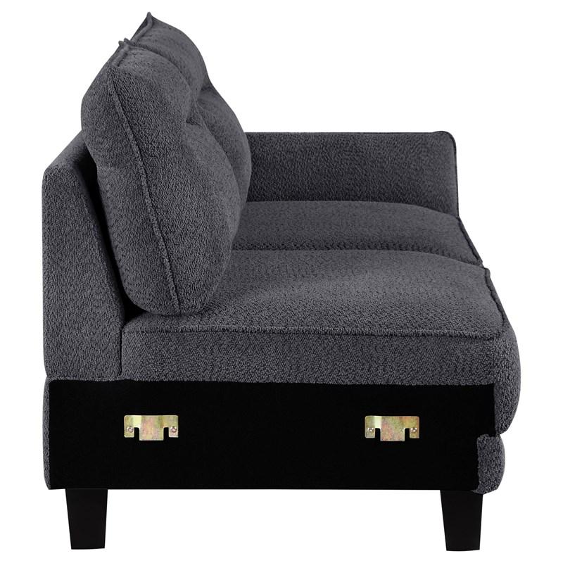 Large Picture of Coaster Furniture Caspian 509540 Upholstered Curved Arm Chaise Sectional Sofa - Grey