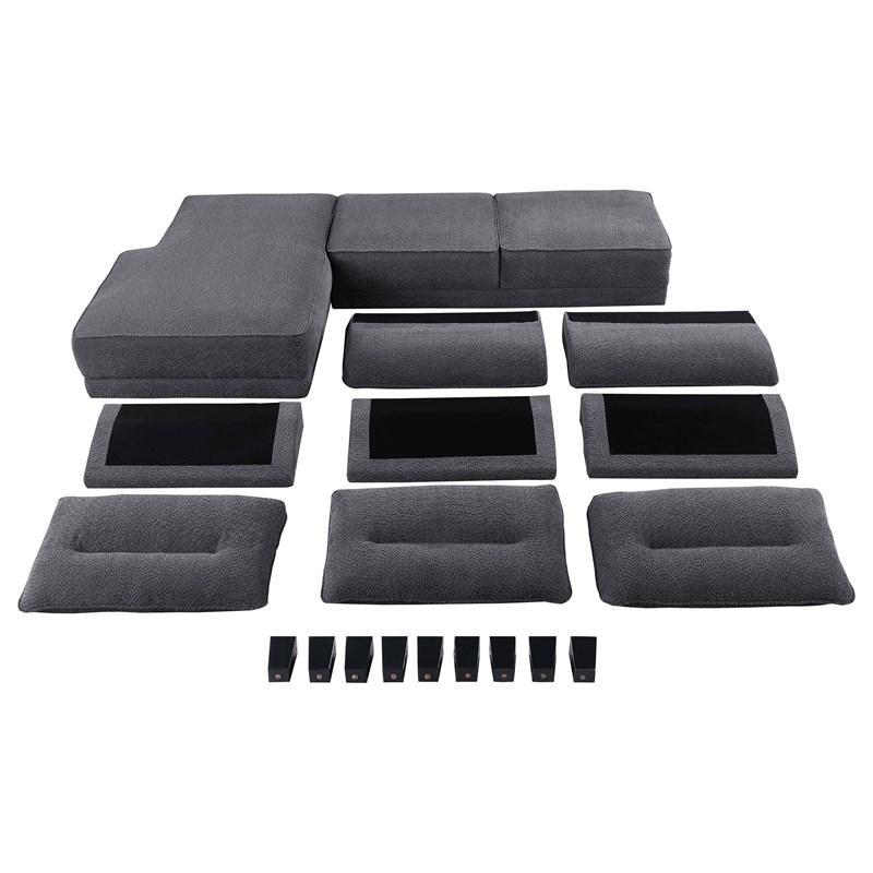 Large Picture of Coaster Furniture Caspian 509540 Upholstered Curved Arm Chaise Sectional Sofa - Grey