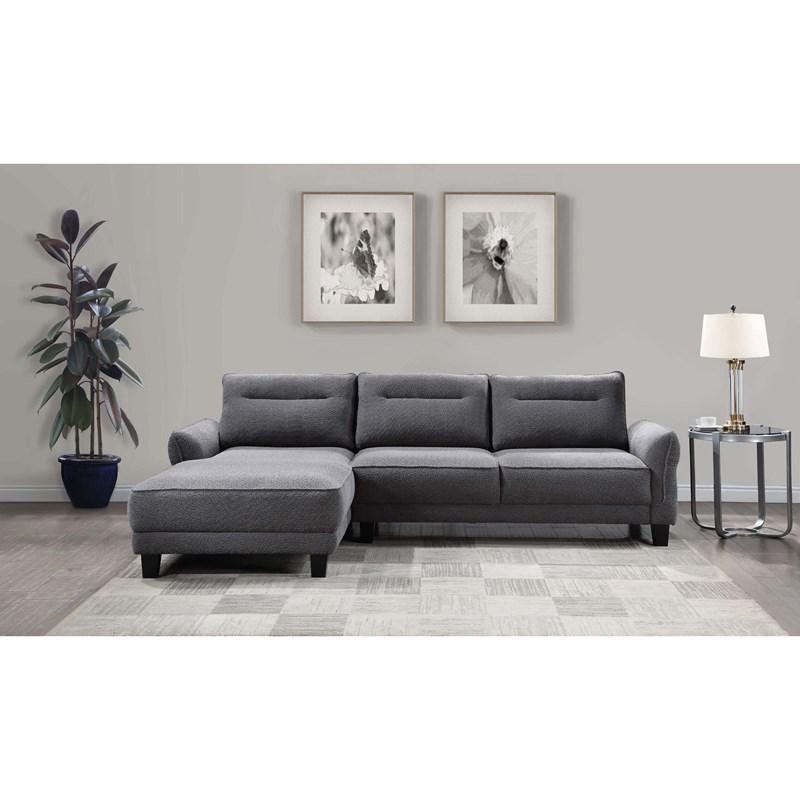 Large Picture of Coaster Furniture Caspian 509540 Upholstered Curved Arm Chaise Sectional Sofa - Grey