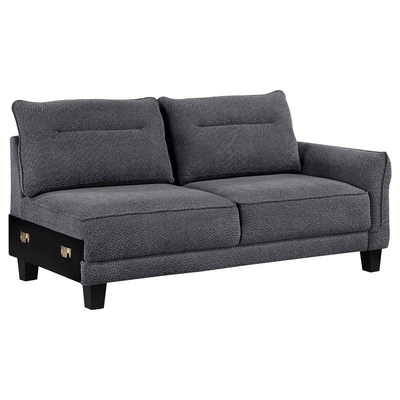 Large Picture of Coaster Furniture Caspian 509540 Upholstered Curved Arm Chaise Sectional Sofa - Grey