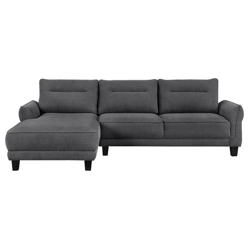 Large Picture of Coaster Furniture Caspian 509540 Upholstered Curved Arm Chaise Sectional Sofa - Grey