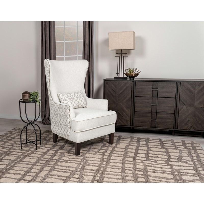 Large Picture of Coaster Furniture Pippin 904066 Upholstered High Wingback Accent Chair - Latte