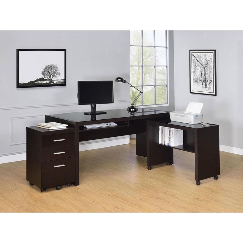 Large Picture of Coaster Furniture Skeena 800901-S3 3-Piece Home Office Set - Cappuccino