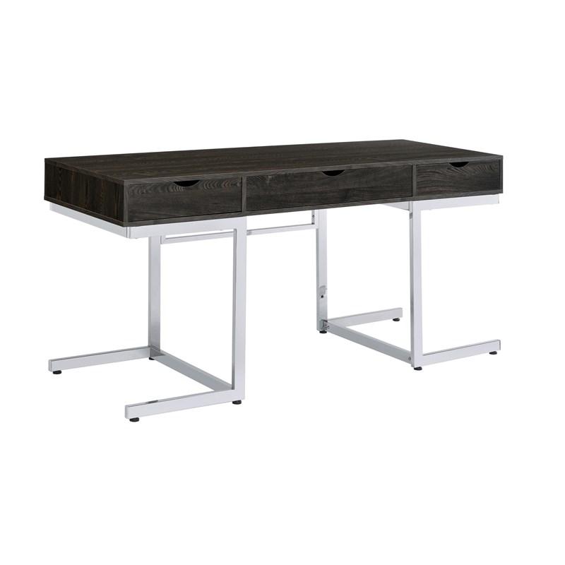 Large Picture of Coaster Furniture Noorvik 881571-S3 3-Piece Writing Desk Set - Dark Oak/Chrome