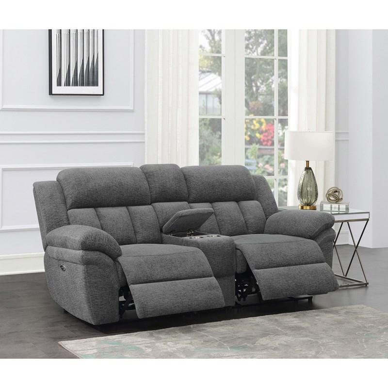 Large Picture of Coaster Furniture Bahrain 609542P Upholstered Power Loveseat - Charcoal