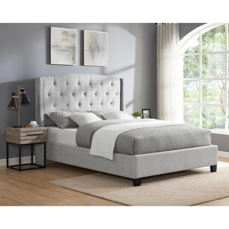 Large Picture of Crown Mark Eva 5111DV-Q Queen Platform Bed - Dove Grey
