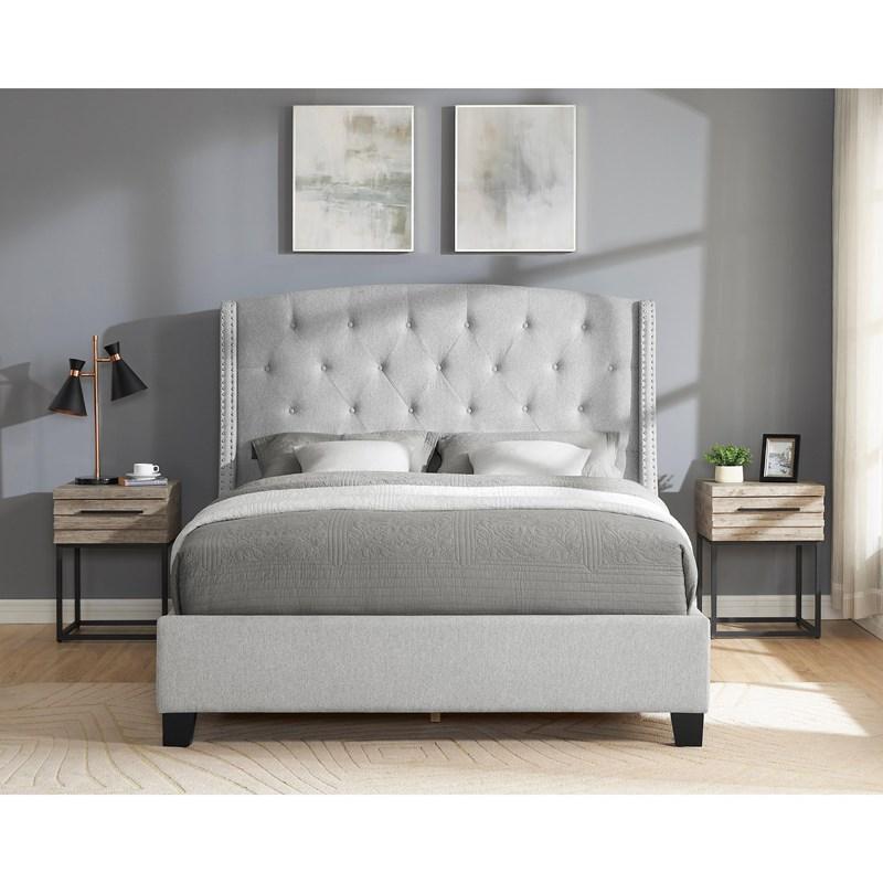 Large Picture of Crown Mark Eva 5111DV-Q Queen Platform Bed - Dove Grey