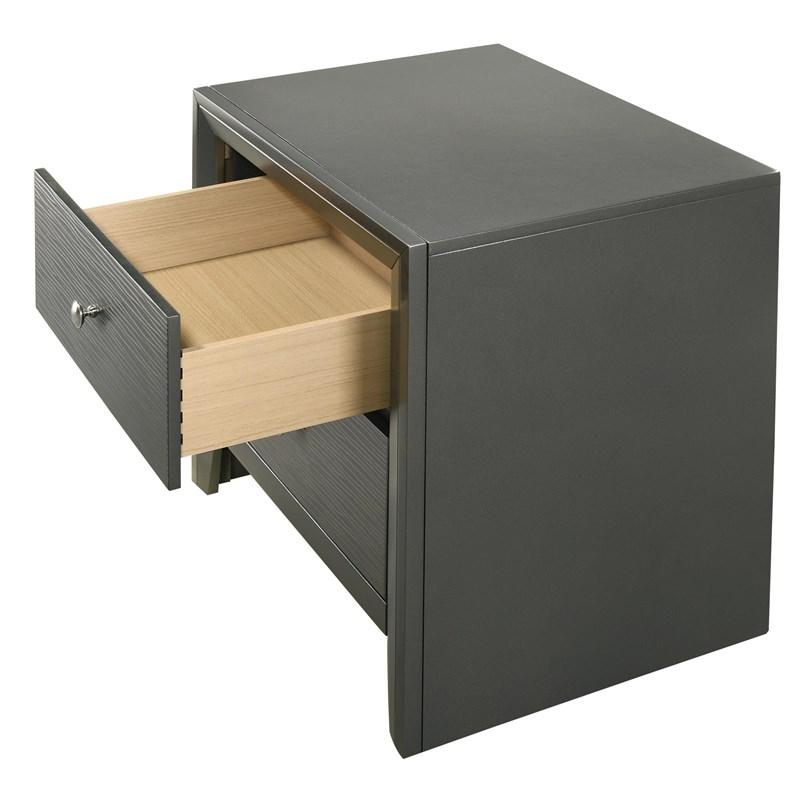Large Picture of Crown Mark Denker B4715-2 Nightstand - Gunmetal