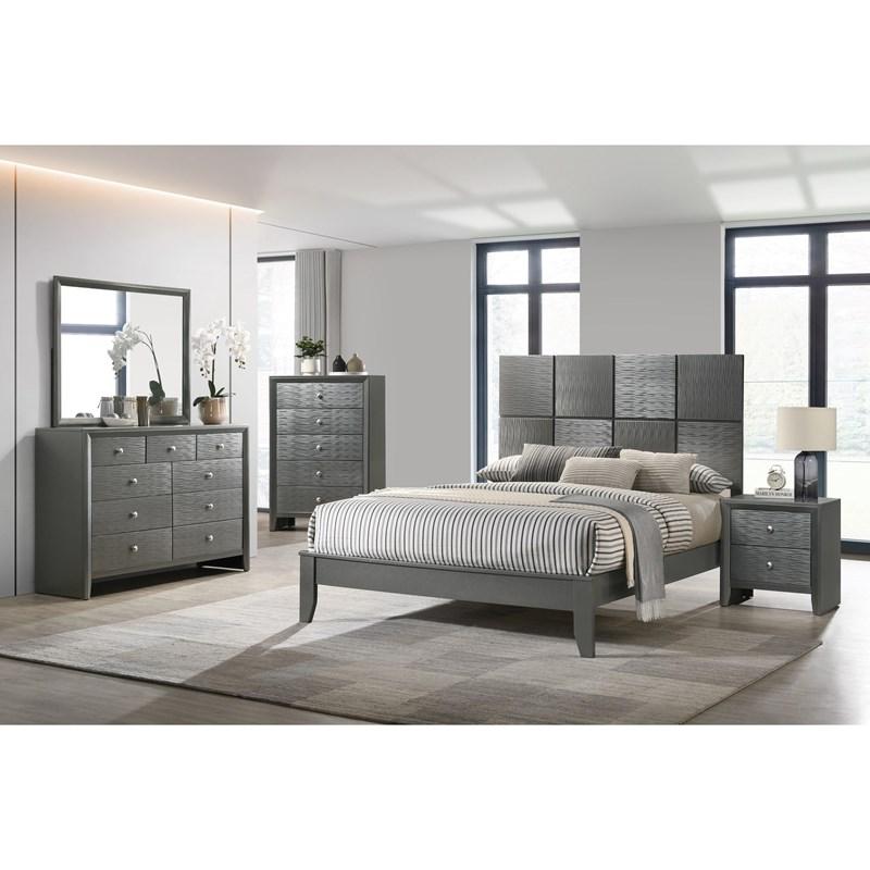 Large Picture of Crown Mark Denker B4715-K King Bed - Gunmetal