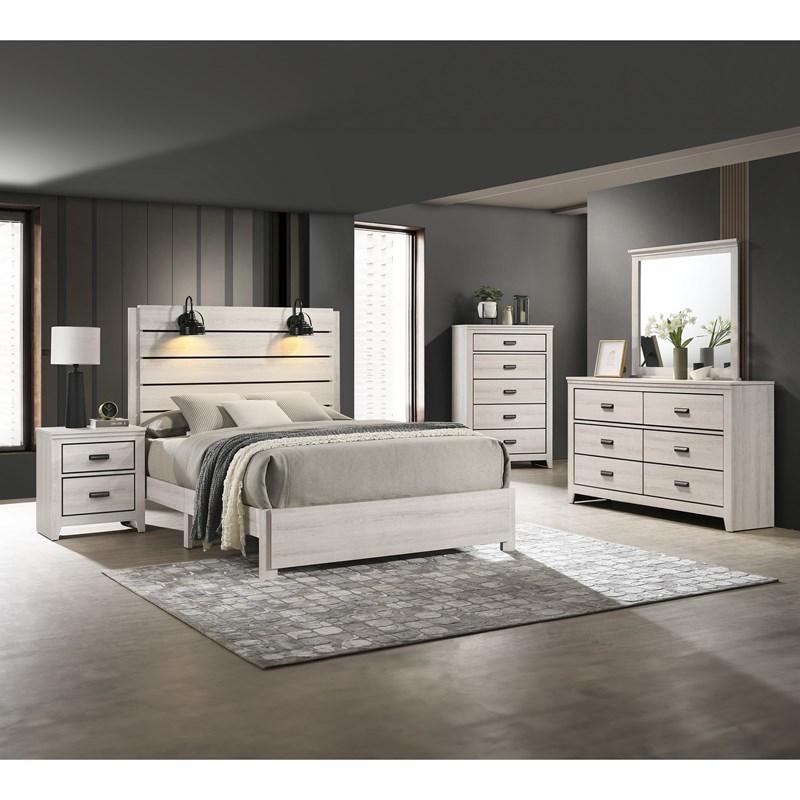 Large Picture of Crown Mark Carter B6810 Queen Platform Bed - White
