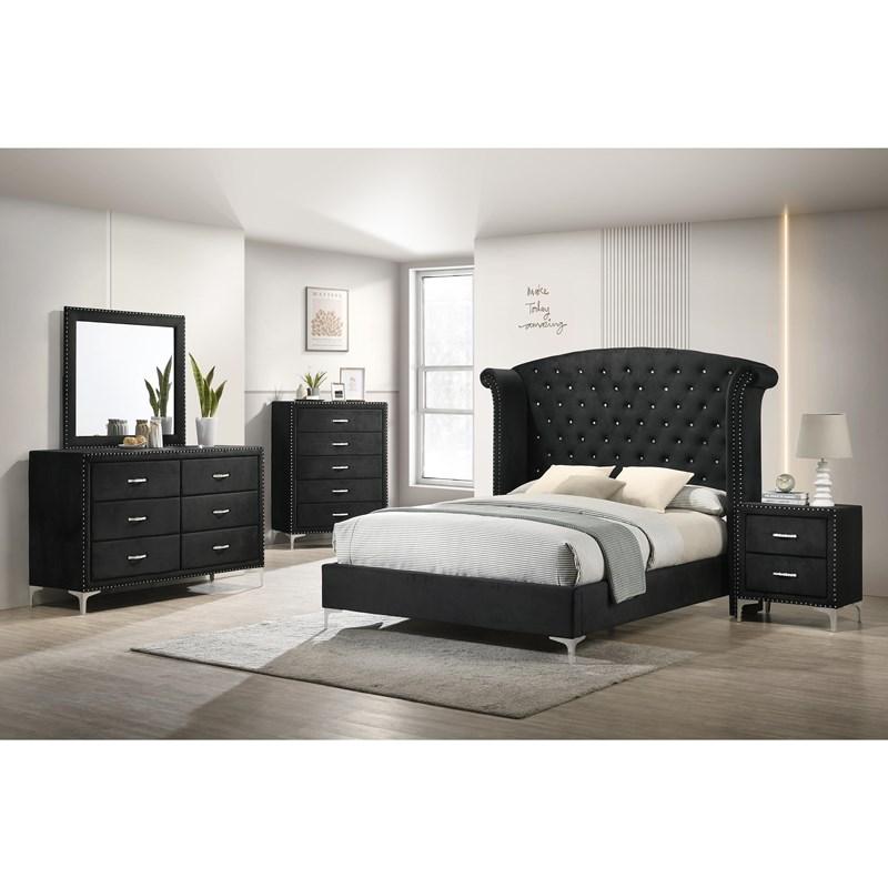 Large Picture of Crown Mark Lucinda B9265-11 Dresser Mirror - Black
