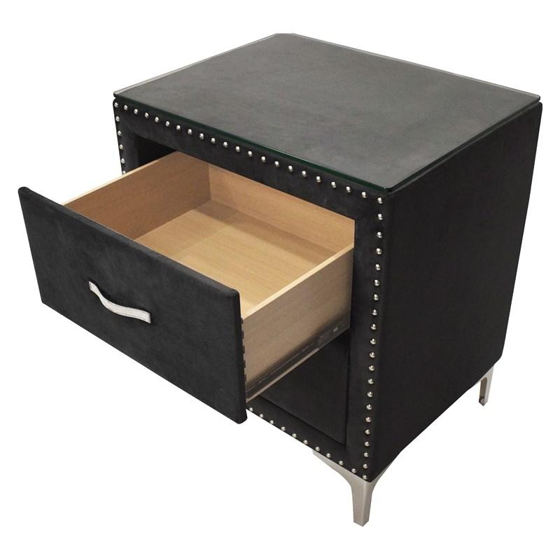 Large Picture of Crown Mark Lucinda B9265-2N Nightstand - Black