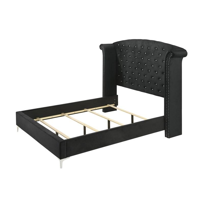 Large Picture of Crown Mark Lucinda B9265-K King Panel Bed - Black
