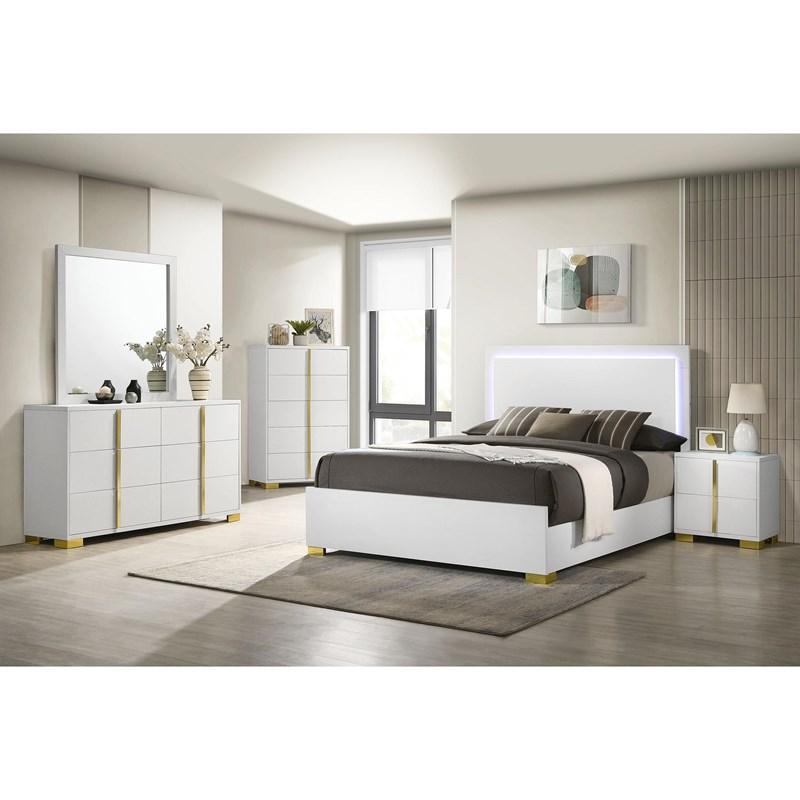Large Picture of Coaster Furniture Marceline 222931Q Wood Queen LED Panel Bed - White