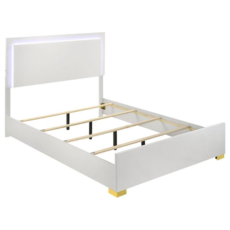 Large Picture of Coaster Furniture Marceline 222931Q Wood Queen LED Panel Bed - White