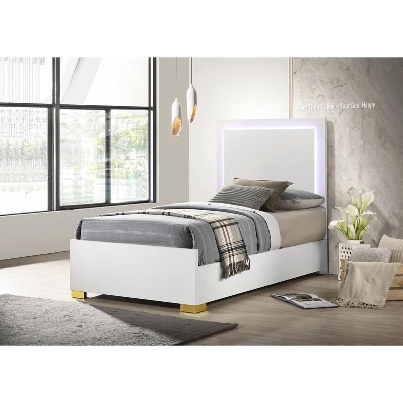 Large Picture of Coaster Furniture Marceline 222931T Wood Twin LED Panel Bed - White