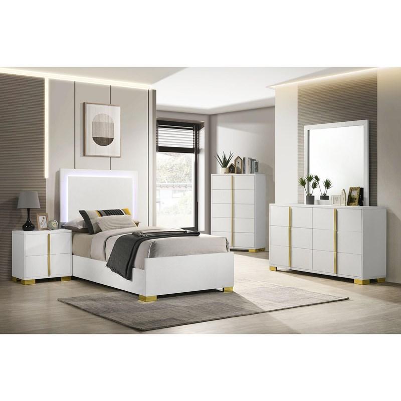 Large Picture of Coaster Furniture Marceline 222931T Wood Twin LED Panel Bed - White