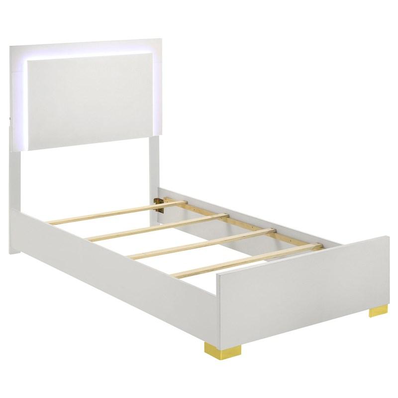 Large Picture of Coaster Furniture Marceline 222931T Wood Twin LED Panel Bed - White