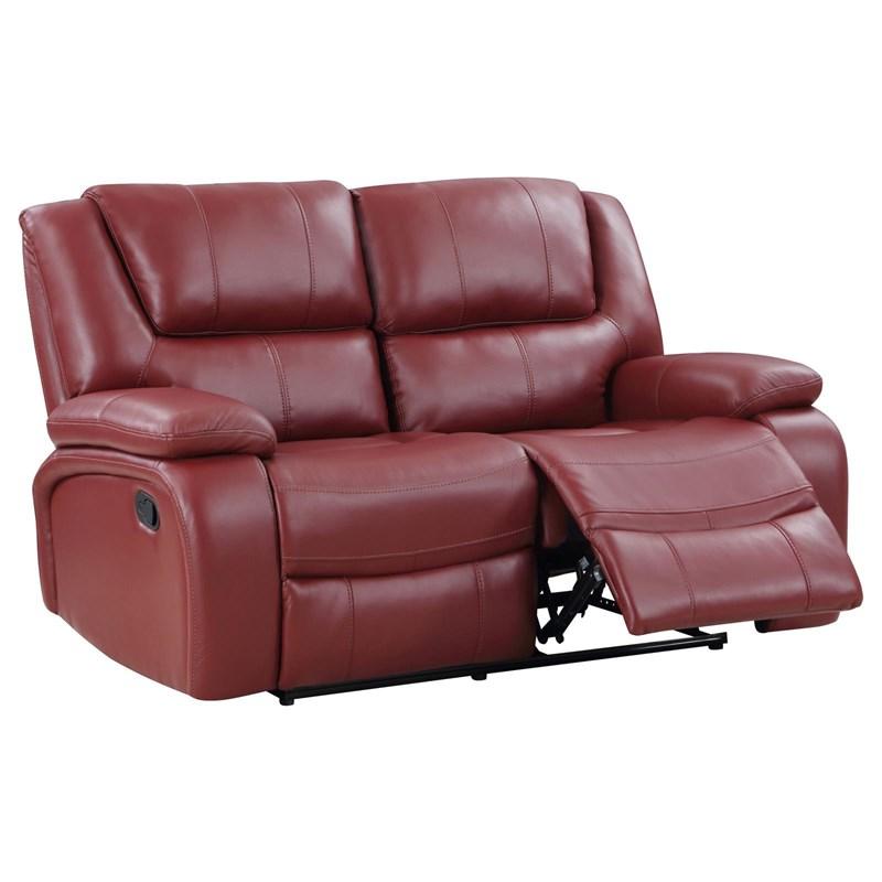 Large Picture of Coaster Furniture Camila 610242 Upholstered Motion Reclining Loveseat - Red