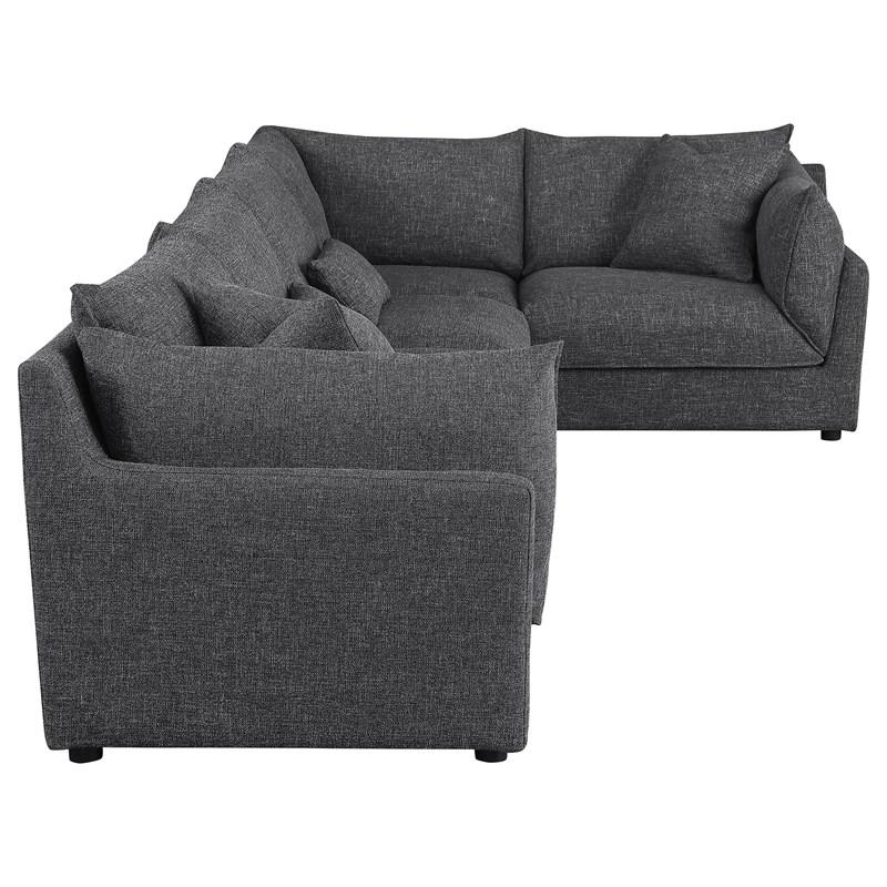 Large Picture of Coaster Furniture Sasha 551681-SETA 5 pc Upholstered Modular Sectional Sofa - Barely Black