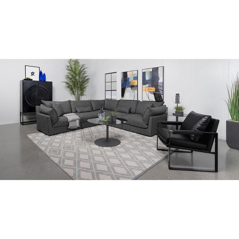 Large Picture of Coaster Furniture Sasha 551681-SETA 5 pc Upholstered Modular Sectional Sofa - Barely Black