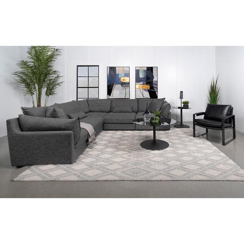 Large Picture of Coaster Furniture Sasha 551681-SETA 5 pc Upholstered Modular Sectional Sofa - Barely Black