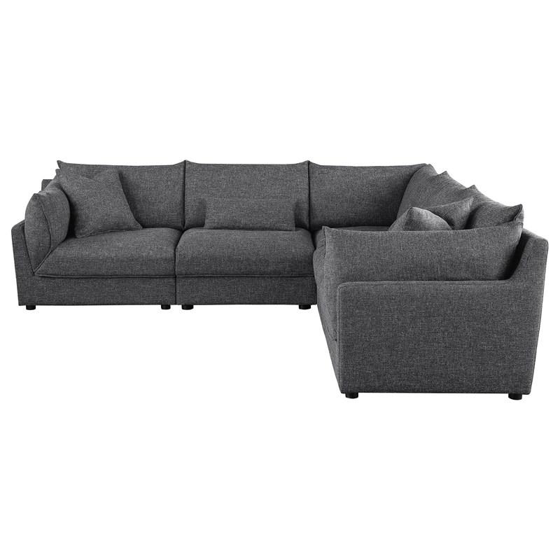 Large Picture of Coaster Furniture Sasha 551681-SETA 5 pc Upholstered Modular Sectional Sofa - Barely Black