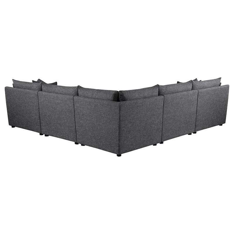 Large Picture of Coaster Furniture Sasha 551681-SETA 5 pc Upholstered Modular Sectional Sofa - Barely Black