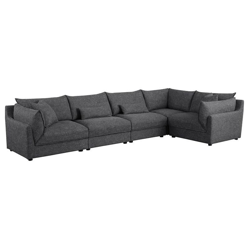 Large Picture of Coaster Furniture Sasha 551681-SETA 5 pc Upholstered Modular Sectional Sofa - Barely Black