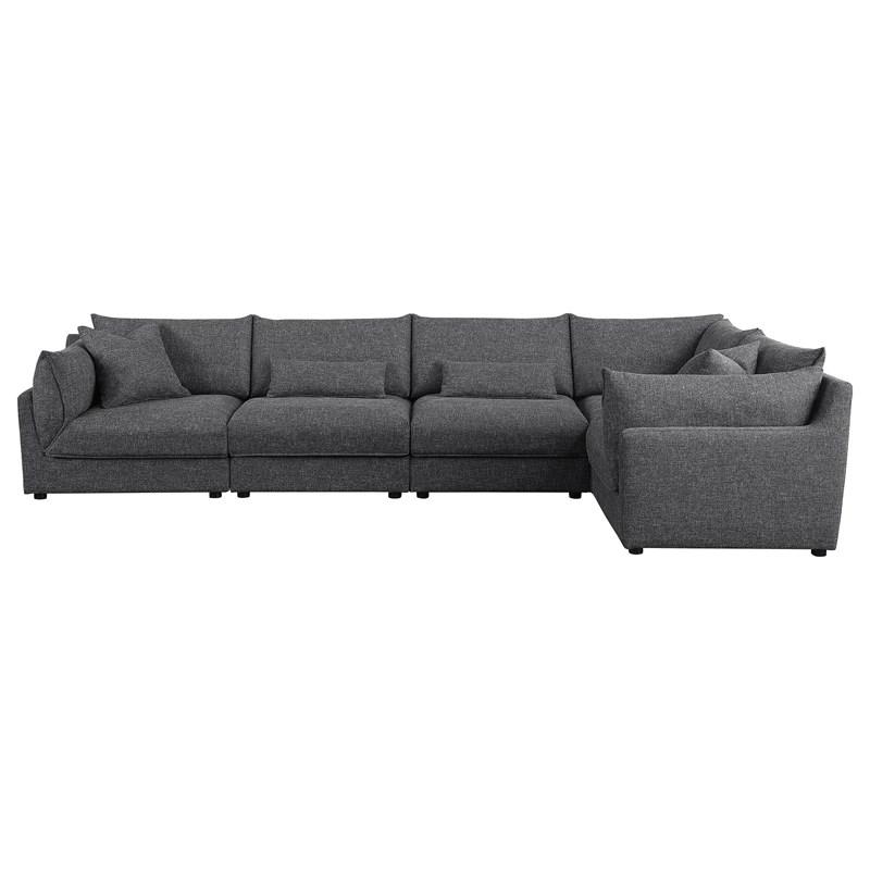 Large Picture of Coaster Furniture Sasha 551681-SETA 5 pc Upholstered Modular Sectional Sofa - Barely Black
