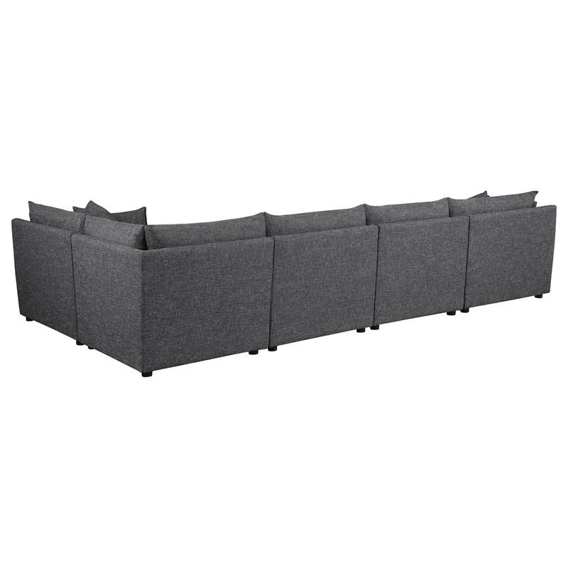 Large Picture of Coaster Furniture Sasha 551681-SETA 5 pc Upholstered Modular Sectional Sofa - Barely Black