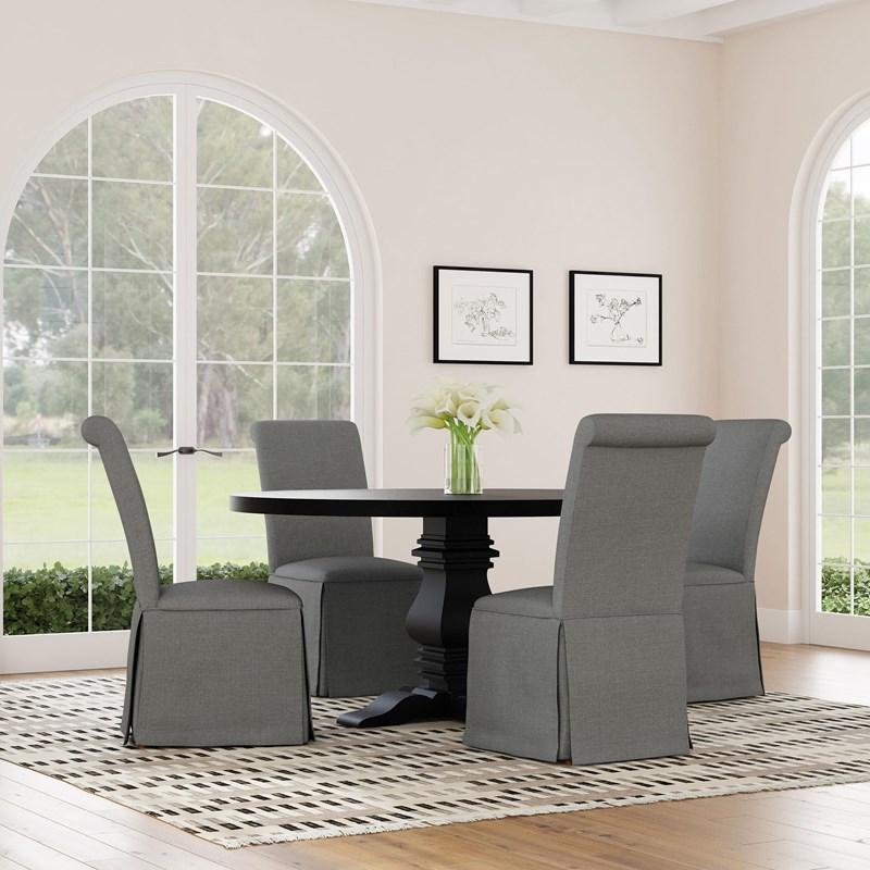 Large Picture of Coaster Furniture Shawna 100749 Upholstered Skirted Side Chair - Light Grey