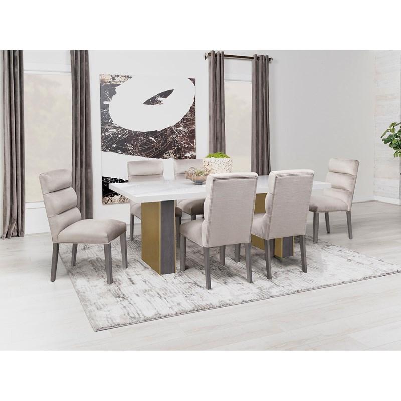 Large Picture of Coaster Furniture Carla 106683 Velvet Upholstered Dining Side Chair - Stone
