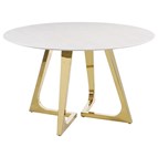 Coaster Furniture Gwynn 107171 Round 51-inch Marble Stainless Steel Dining Table - Gold